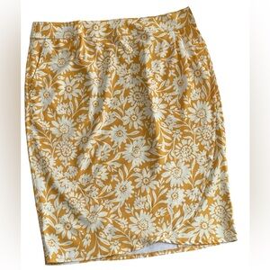 RipSkirt Saffron Sun Length 3 Wrap Skirt Sz XL Mustard Yellow Cream Floral Print